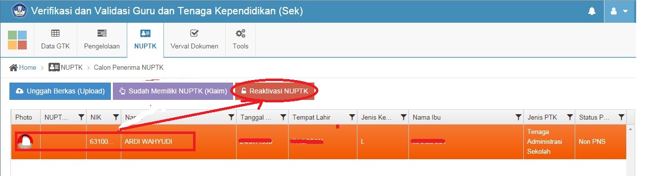 Cara Mengklaim dan Mengaktifkan NUPTK yang Berstatus Non Aktif