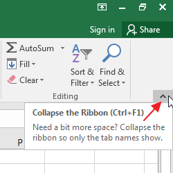 Menyembunyikan Ribbon Excel