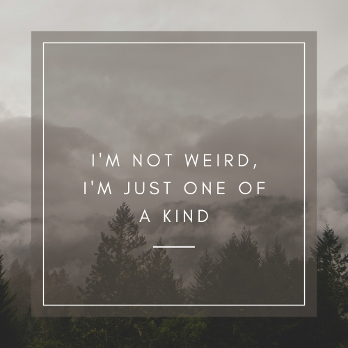 I'm not weird; I'm just one of a kind.