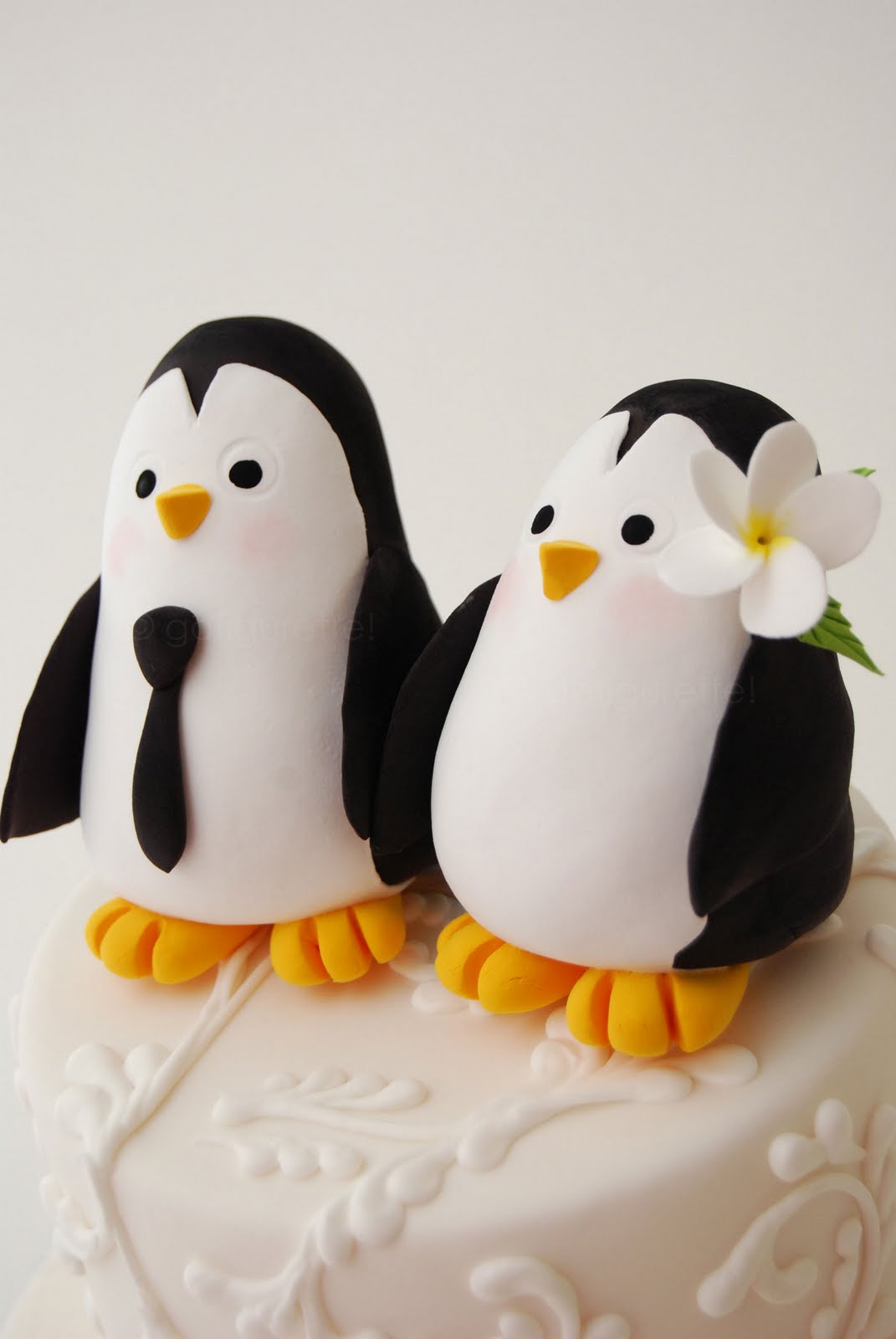 gofigurette Large Penguin  Bride Groom Cake  Topper 