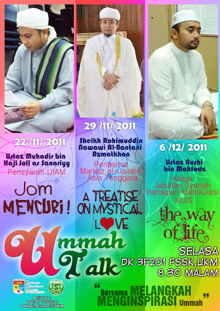 'Ummah Talk' di UKM pada 22/11, 29/11 dan 6/12/2011 