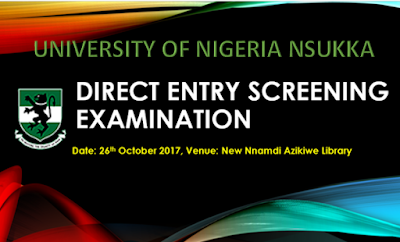  UNN 2017/2018 Direct Entry Screening Exam Date 