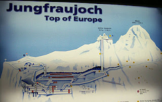 A diagram of the tunnel system and building complex of the Jungfraujoch.