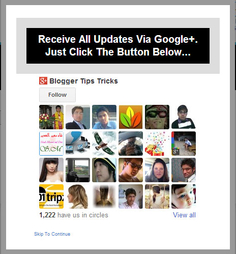 google plus pop up