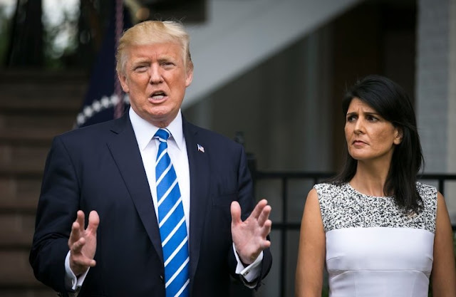 Nikki Haley and Trump speaking