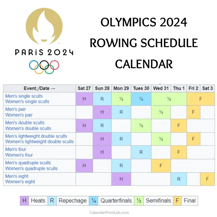 olympics 2024 rowing schedule calendar