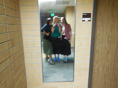 we had to wear tennis shoes with our skirts because they were the only shoes we could wash ha!