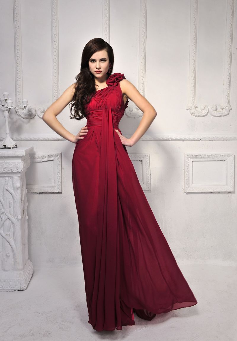 red long evening dress