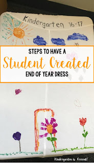 This activity is a keeper for years to come in my kindergarten classroom.  This dress is created by my students.  They made my teacher outfit for our end of year celebration.  See how easy this DIY dress is for classroom teachers!