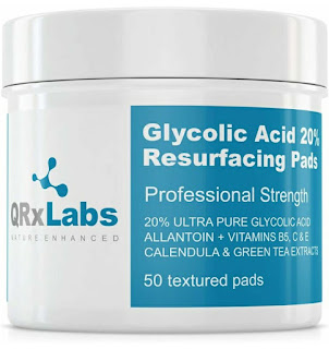 QRxLabs Glycolic Acid 20% Resurfacing Pads for Face & Body with Vitamins B5, C & E, Green Tea, Calendula, Allantoin