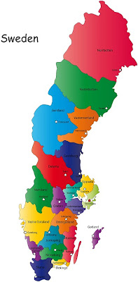 Kort over Sverige Land