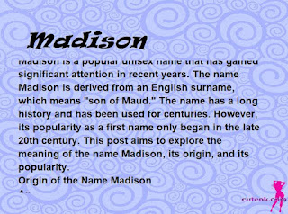 meaning of the name "Madison"