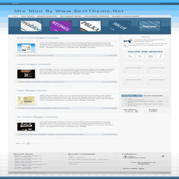 Mix Bloo free blogger template convert from wordpress theme to blogger with content slideshow template and 3 column footer blogger template and pagination for blogger