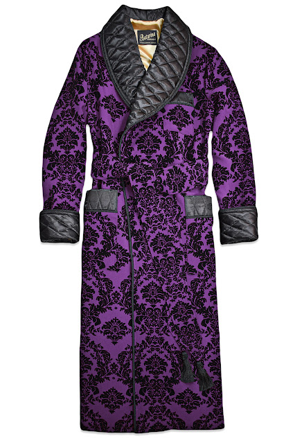 mens purple gold silk smoking jacket paisley silk dressing gown quilted english housecoat long warm