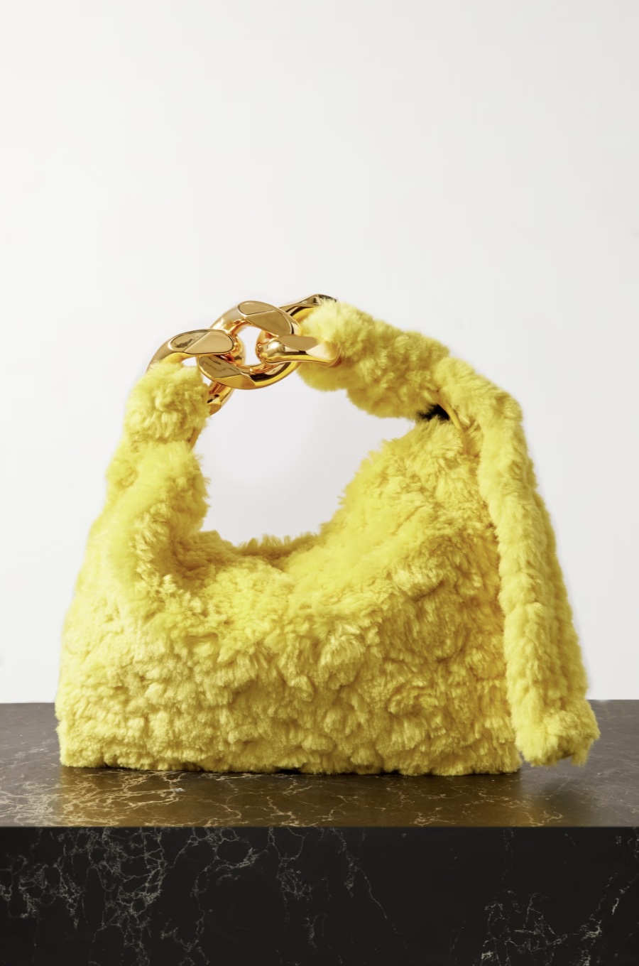 JW ANDERSON Small chain-embellished faux fur shoulder bag