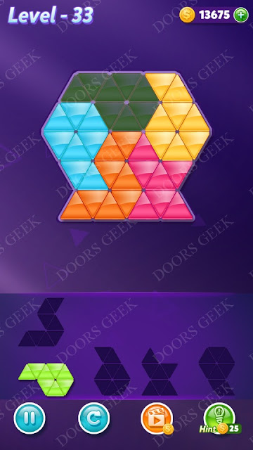 Block! Triangle Puzzle 5 Mania Level 33 Solution, Cheats, Walkthrough for Android, iPhone, iPad and iPod