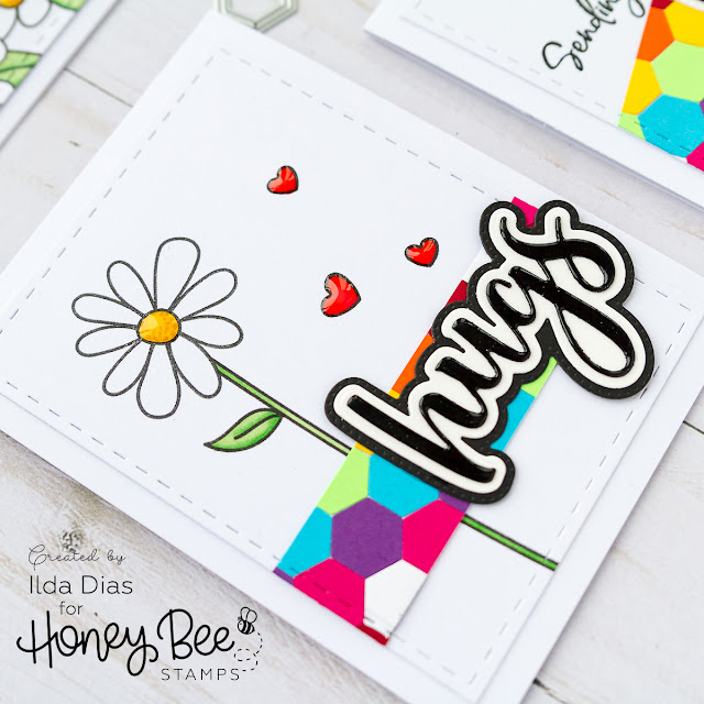 Honey Bee Stamps Cheerful Card Set - Using Hexagon Scraps by ilovedoingallthingscrafty