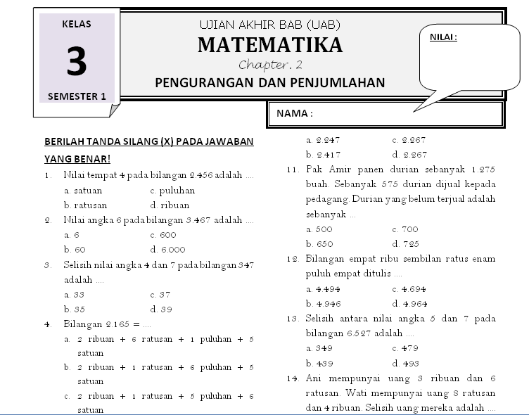 Kisi SoalYang Di rangkum Untuk Pengunjung  Contoh Soal Bahasa Inggris kelas 3 SD – Bank Soal Ujian