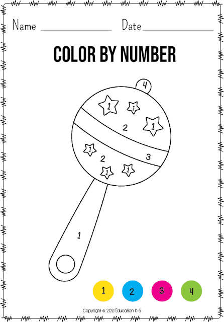 color by number for kindergarten