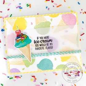 Sunny Studio Stamps: Two Scoops Ice Cream Stamped Background Card by Amy Yang