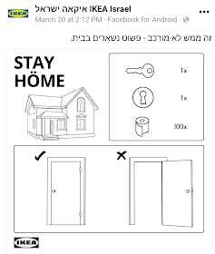 Ikea instructions for staying home. Door closed: yes. Door open: no.