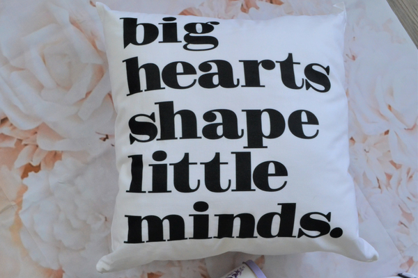 big hearts shape little minds pillow gift for teachers