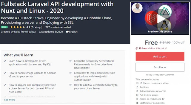 [100% Off] Fullstack Laravel API development with Nuxt and Linux - 2020| Worth 154,99$