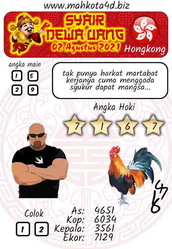 Syair Prediksi Togel Hongkong - HK Senin, 02 - Agustus - 2021