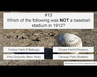 Which of the following was NOT a baseball stadium in 1912? Answer choices include: Forbes Field (Pittsburgh), Chase Field (Phoenix), Polo Grounds (New York), Fenway Park (Boston)