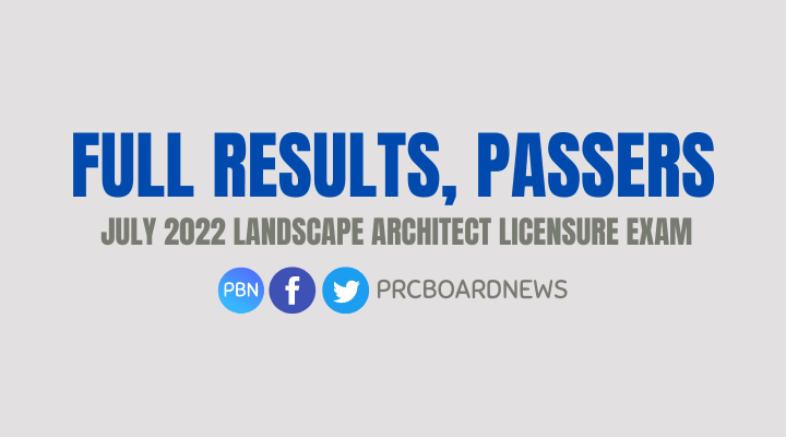 RESULTS: July 2022 Landscape Architect board exam list of passers