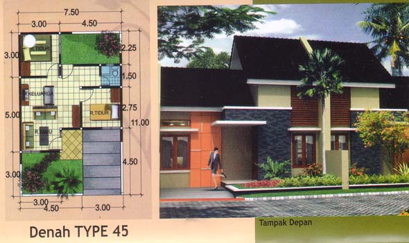 Desain Rumah  Type  45  Model Minimalis Sederhana  Modern 