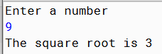 Square root of number output