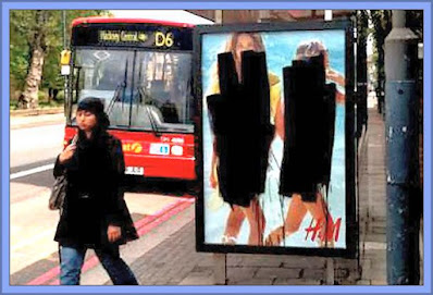 'H&M' Bikini Adverts Defaced in Dalston, London.