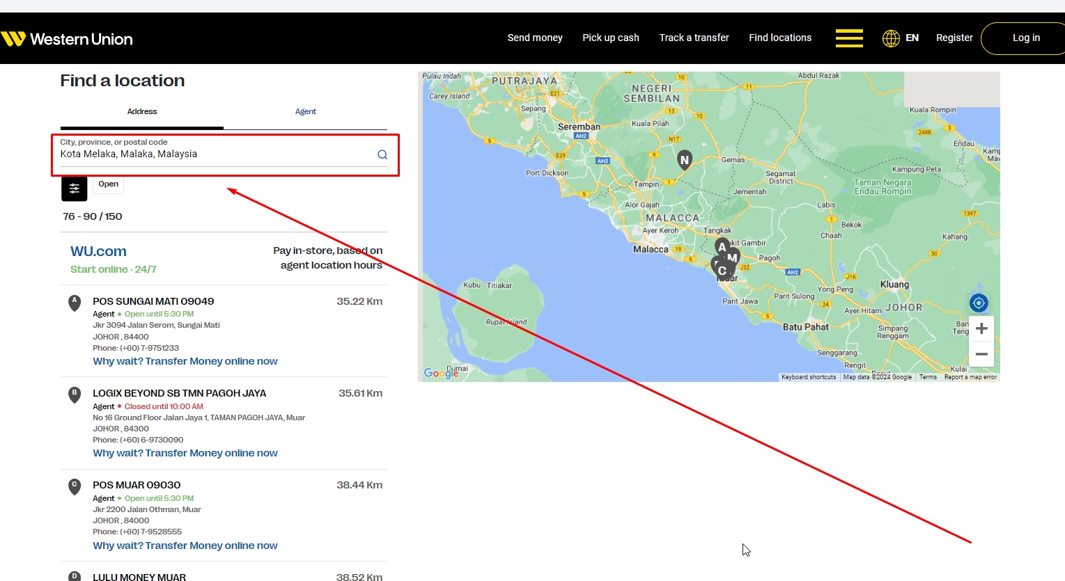 Western Union Services in Melaka