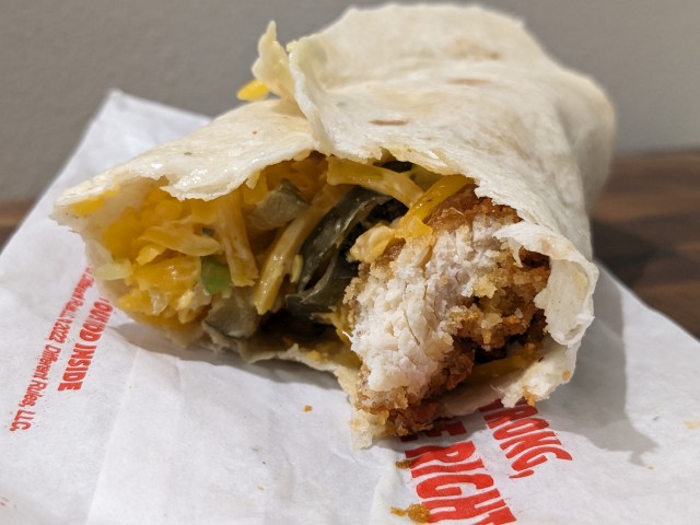 Cross-section of Jack in the Box Classic Crispy Jack Wrap.