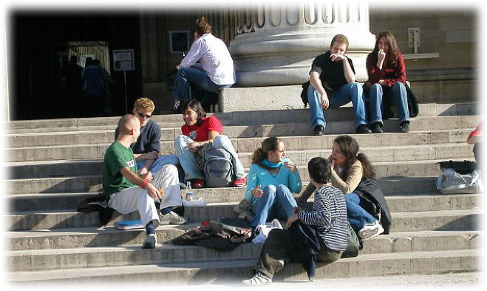 Foreign International Students Sitting Chatting