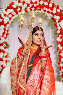 Bride looking radiant during wedding ceremony – Nepali wedding portrait in Dharan by JMD Eventography