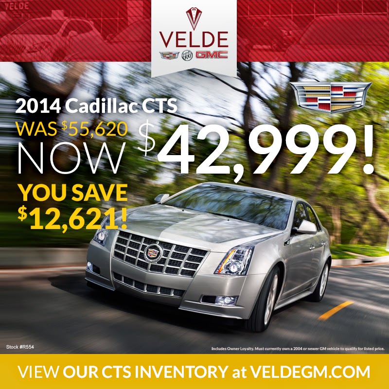 HUGE Savings on 2014 Cadillacs at Velde Cadillac Buick GMC! 