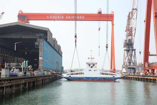 Cochin Shipyard Limited (CSL) launches the second double ended Roro Ferry for Corporation of Kochi