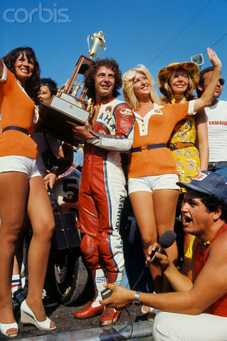 Johnny Cecotto from Venezuela holding the trophy after winning the 1976 