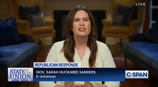 Republican Response 2023 State of the Union Governor Sarah Huckabee Sanders of Arkansas