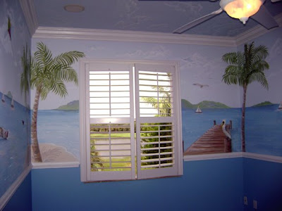 Beach Wall Murals on Tropical Beach Mural