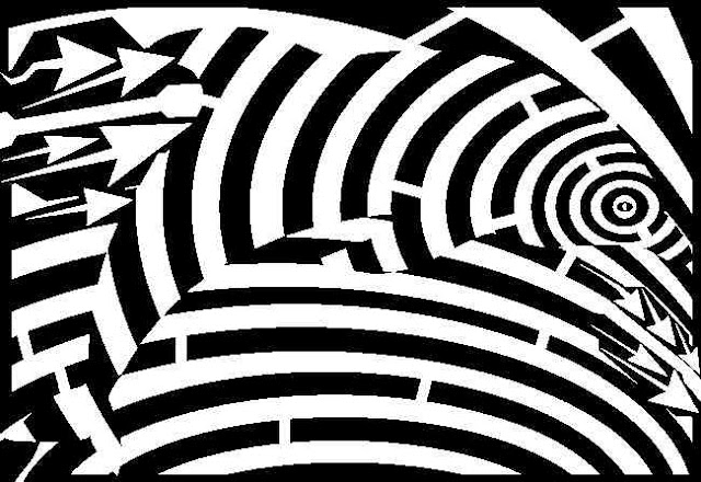 dolphin maze in black and white