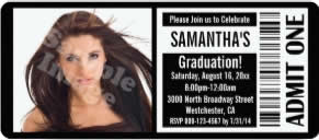 Black Ticket Graduation Party Invite with Photo Popular