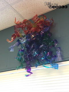 Recycled Chihuly-inspired art using water bottles and markers