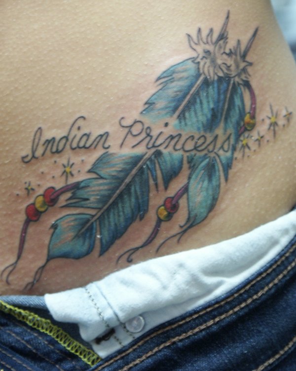 Indian feather tattoo designs usually combine several feathers