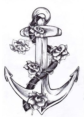 Anchor-with-roses-tattoo-stencil