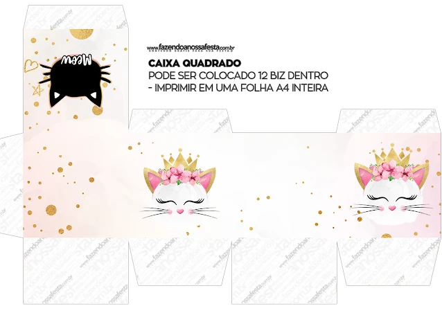 Gatita Princesa: Cajas para Imprimir Gratis.