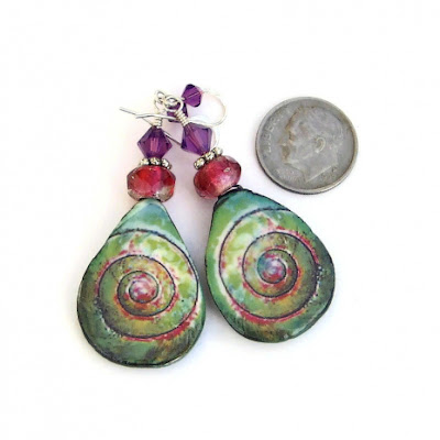 spiral shell ceramic earrings gift for her
