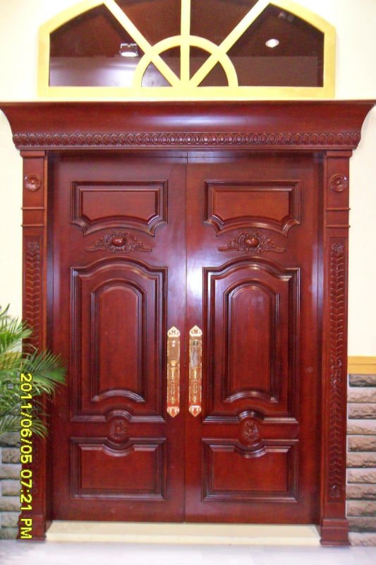 kerala style Carpenter works and designs: Main Entrance wooden double 